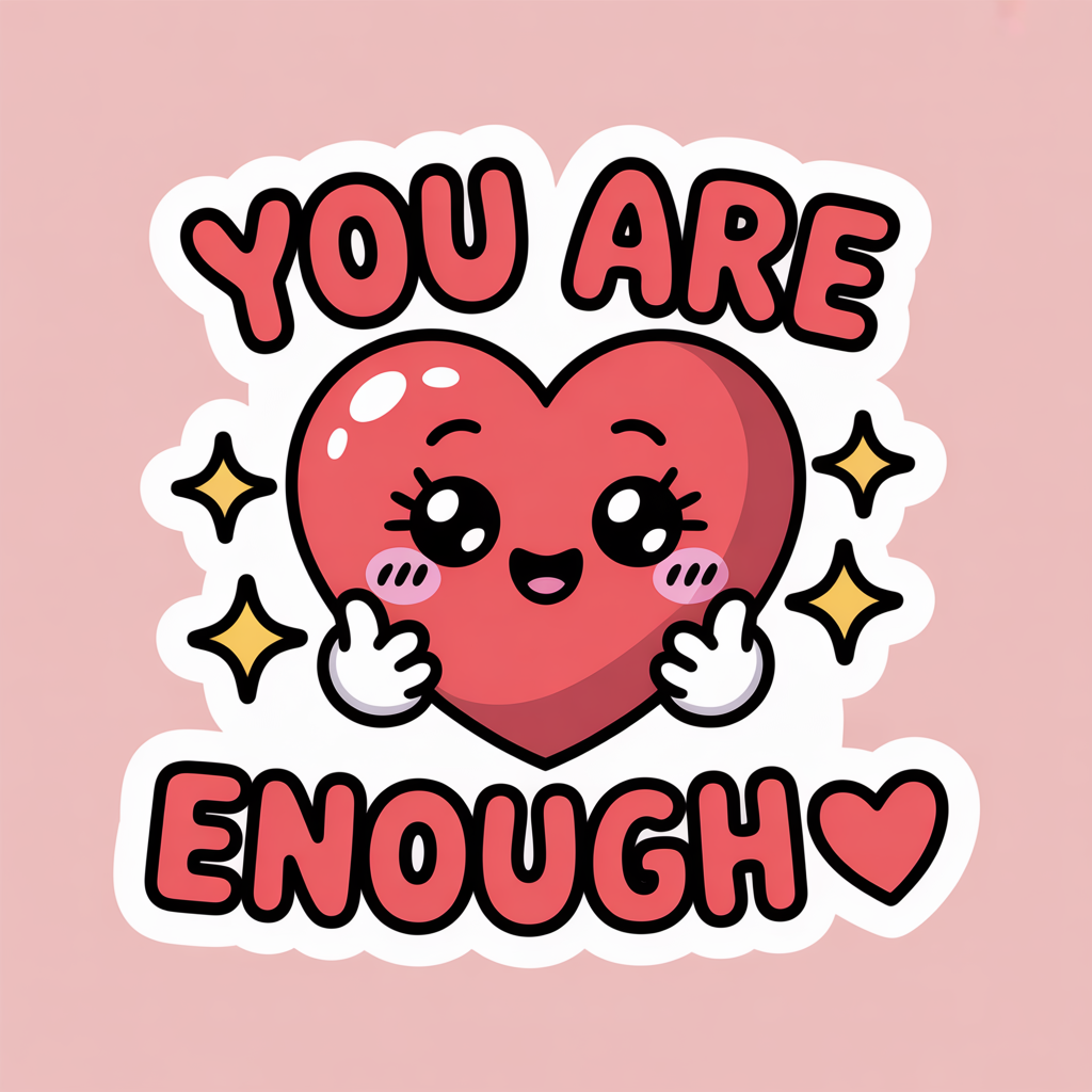 You Are Enough Cute Heart Positivity Sticker