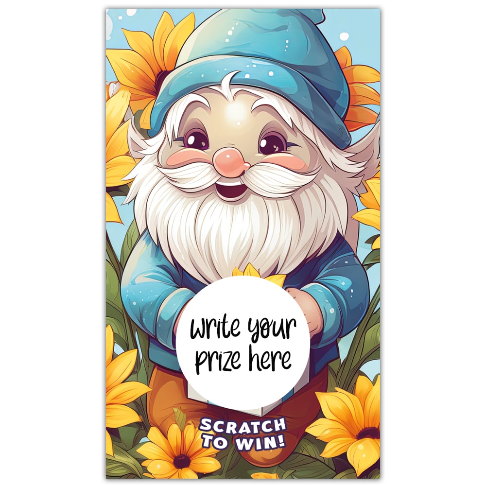 Sunflower Gnome Summer Scratch Off Card