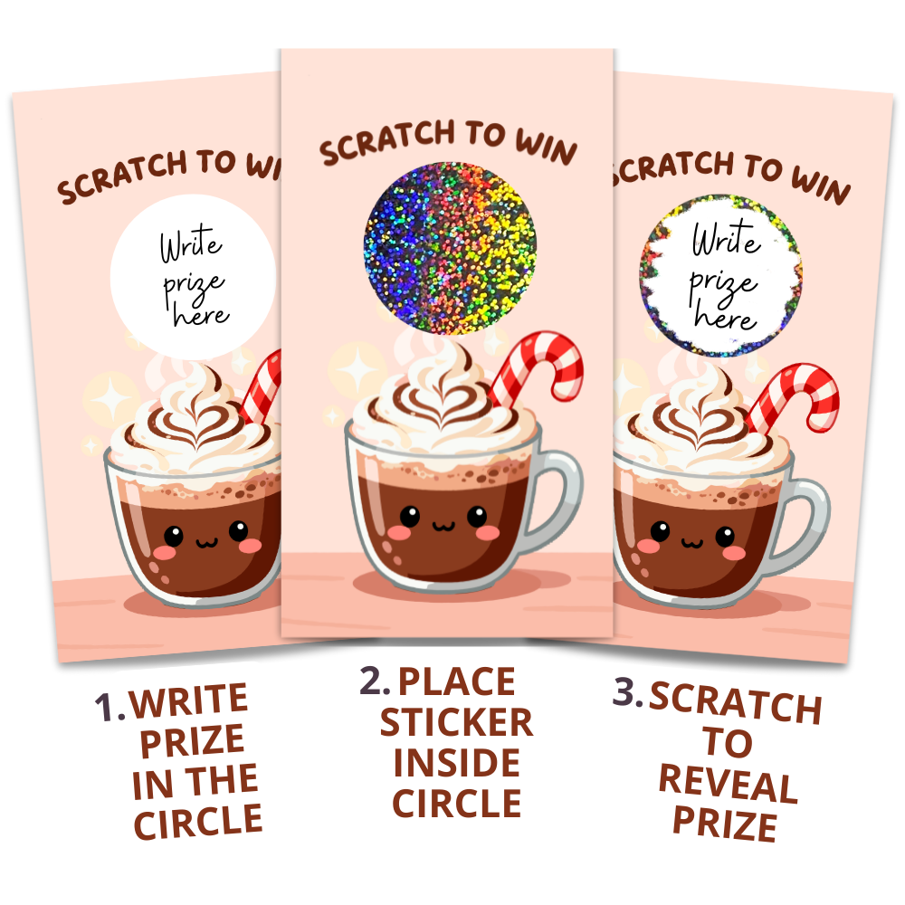 HOT COCOA WHIPPED CREAM CANDY CANE SCRATCH OFF CARD