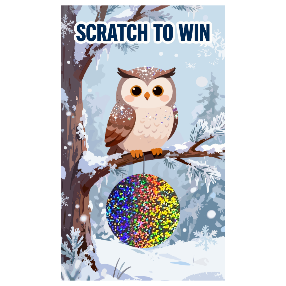 Cute Owl Winter Snow Christmas Scratch Off Cards