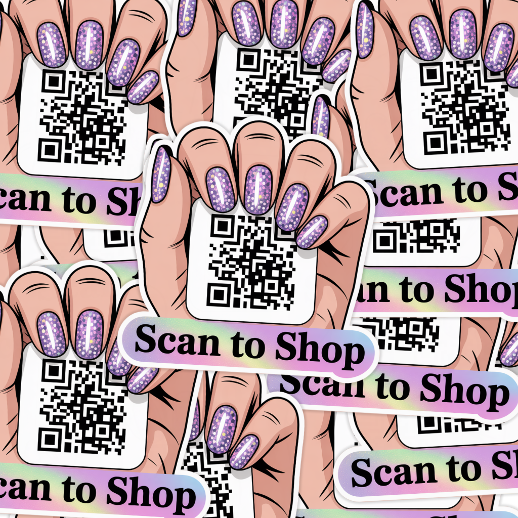 Scan to Shop Nail Stylist Sticker with Custom QR Code