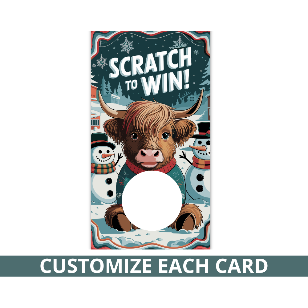 winter highland cow scratch off card, highland cow scratch card, winter cow party game, scratch off card winter theme, cow scratch card giveaway, highland cow holiday card, cow-themed party game, rustic scratch off card, winter-themed scratch card, highland cow birthday game, winter baby shower scratch card, cow lover gift card, country winter scratch card, cute highland cow card, cow scratch off prize