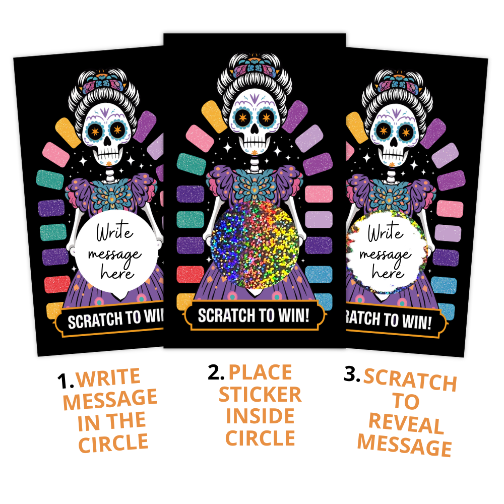Nail Strips, Scratch-Off Card, Day of the Dead Scratch Card, Nail Polish Strip Scratch Card, Day of the Dead, Nail Polish Strips, Scratch Card, Dia de los Muertos, Nail Art, Sugar Skull Nails, Mexican Tradition, Nail Stickers, Colorful Nails, Holiday Nail Design, Celebration Scratch Card, Nail Giveaway, Festive Nails, Floral Patterns, Calavera Art, Custom Nails, Day of the Dead Decor, Nail Wraps, Beauty Rewards, Skull Design, DIY Manicure, Nail Contest, Limited Edition, Beauty Game, Nail Surprise