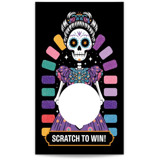 Nail Strips, Scratch-Off Card, Day of the Dead Scratch Card, Nail Polish Strip Scratch Card, Day of the Dead, Nail Polish Strips, Scratch Card, Dia de los Muertos, Nail Art, Sugar Skull Nails, Mexican Tradition, Nail Stickers, Colorful Nails, Holiday Nail Design, Celebration Scratch Card, Nail Giveaway, Festive Nails, Floral Patterns, Calavera Art, Custom Nails, Day of the Dead Decor, Nail Wraps, Beauty Rewards, Skull Design, DIY Manicure, Nail Contest, Limited Edition, Beauty Game, Nail Surprise