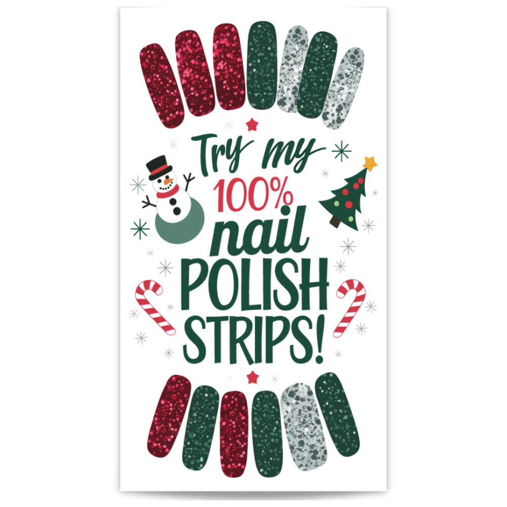 Christmas nails, nail polish strips, 100% nail polish, twosie sample, nail stylist, holiday nails, Christmas nail designs, festive nails, nail art sample, Christmas nail samples, holiday manicure, nail art ideas, nail tech, Christmas nail colors, nail wraps, nail decals, holiday nail inspiration, Christmas nail stickers, custom nails, Christmas nail card, winter nails, nail creativity, nail art lovers, Christmas nail style, holiday beauty, nail color samples, nail trends, Christmas glam, nail samples pack