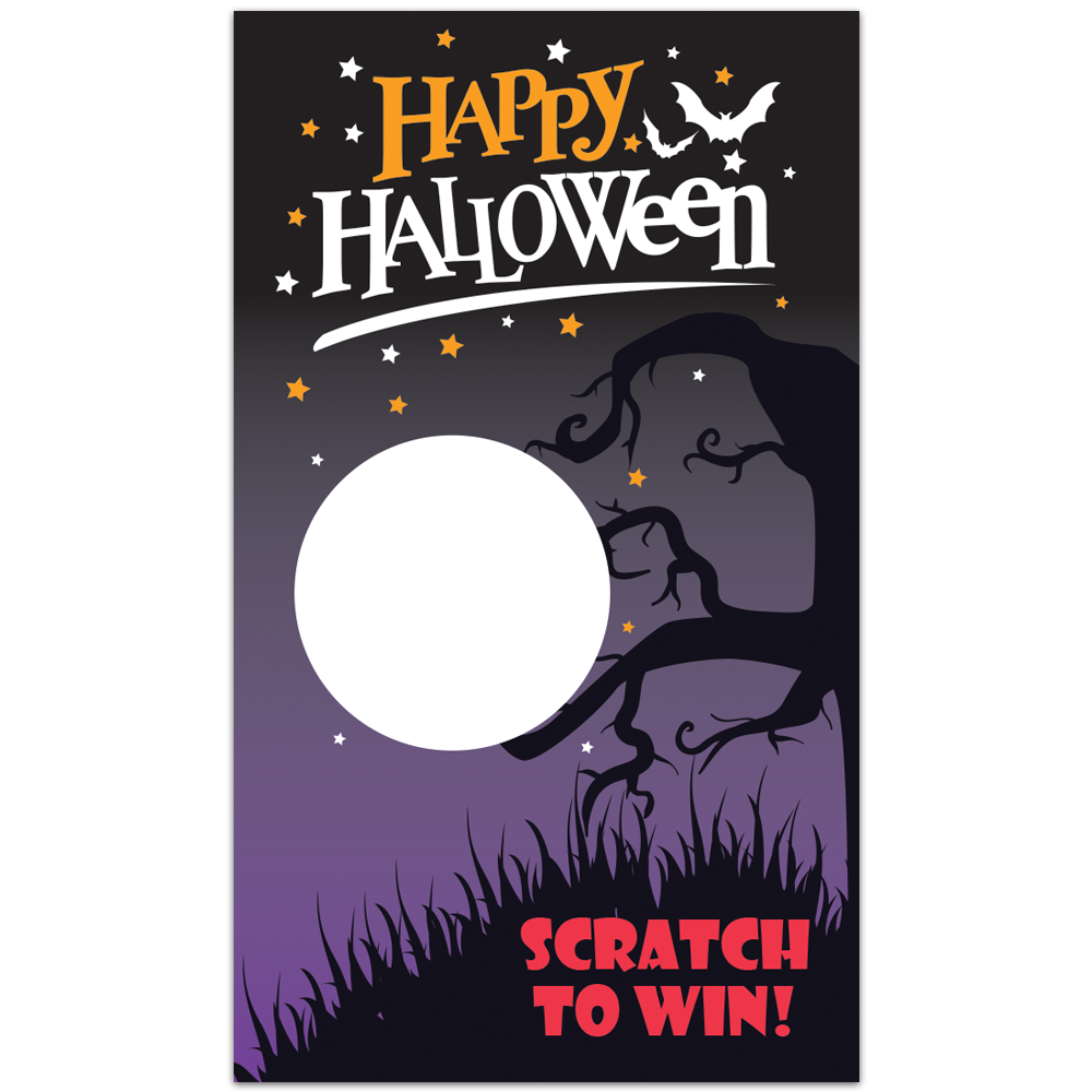 Happy Halloween Scratch to Win Spooky Tree Scratch Off Card