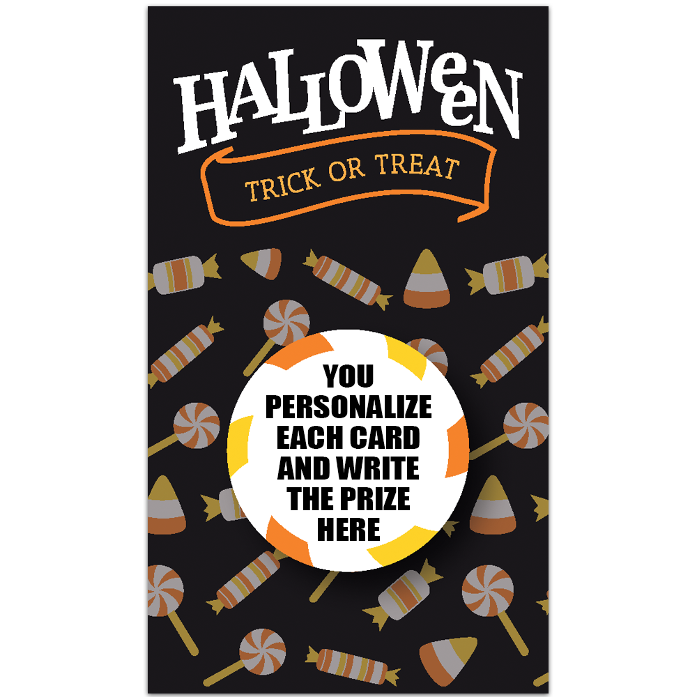 Happy Halloween Scratch to Win Trick or Treat Candy Scratch Off Card