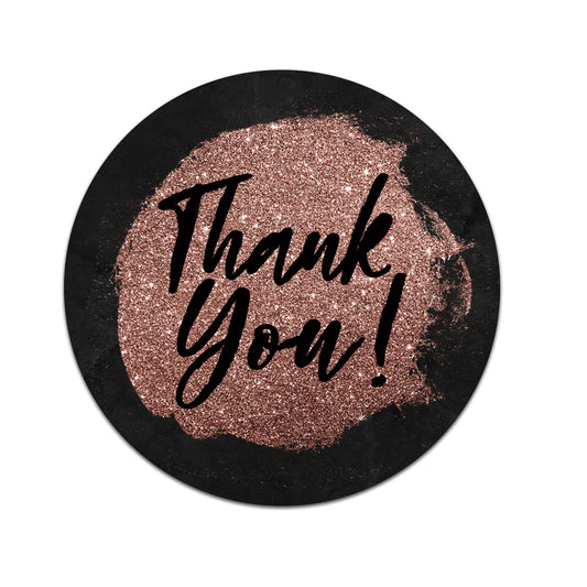 Rose Gold Glittery Thank You Sticker
