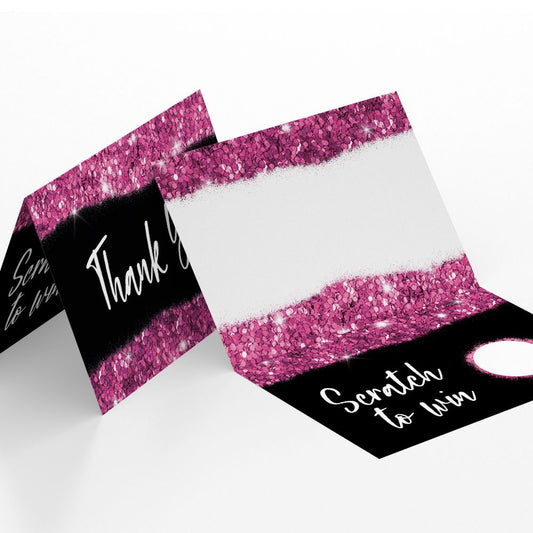 Pink Glitter Thank You Scratch Cards