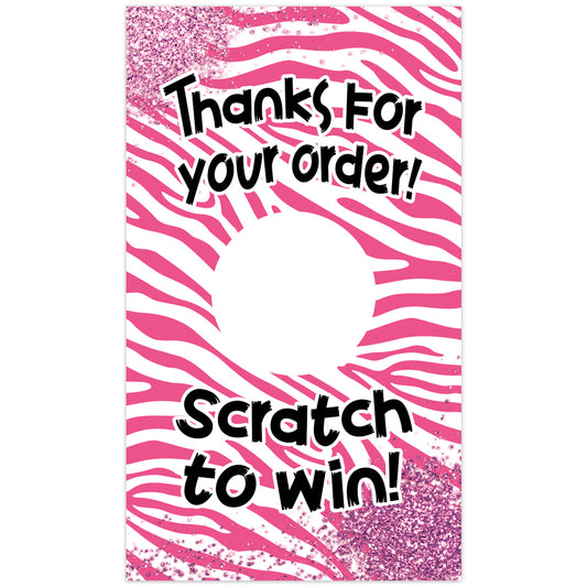 Pink Zebra Stripe Scratch Off Cards