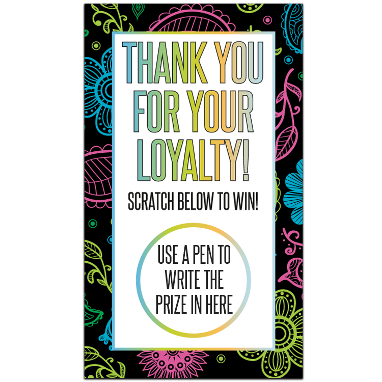 Loyalty Scratch Off Card Rainbow Paisley Design