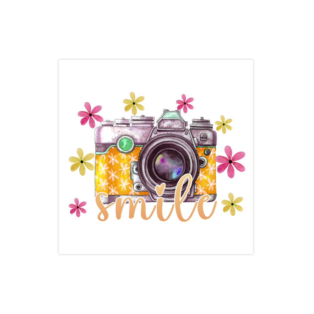 Smile Camera Positive Quote Positivity Sticker Send a smile, floral sticker, flower sticker, camera sticker