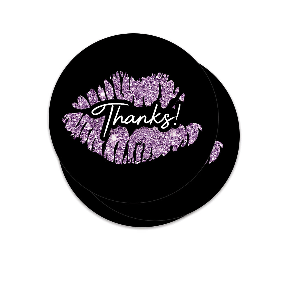 Purple Glitter Lips Lipsense Thanks Stickers