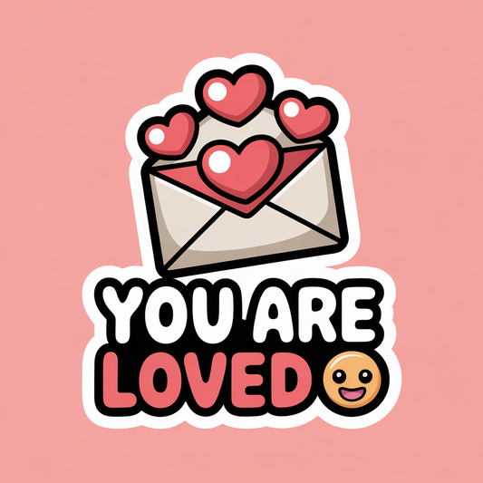 You are loved cute Heart Envelope Mail Sticker