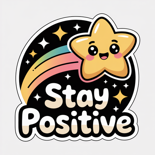 Stay Positive Star Rainbow Cute Positivity Sticker
