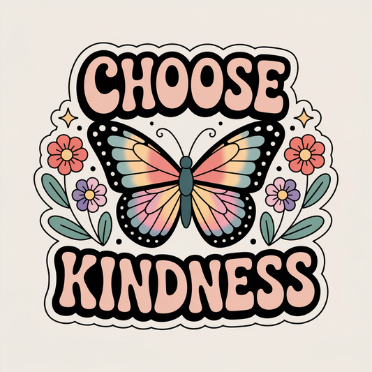 Choose Kindness Butterfly and Flower Positivity Sticker
