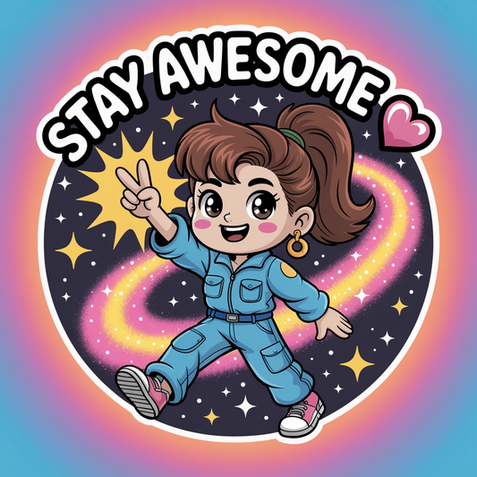 Stay Awesome Colorful Galaxy Positivity Sticker