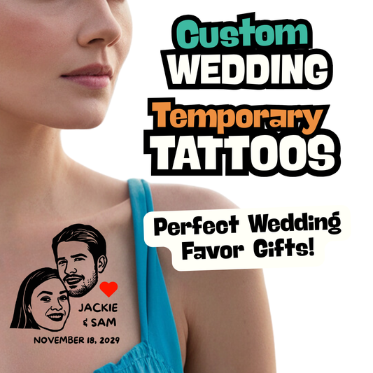 wedding favors, custom wedding favors, unique wedding favors, personalized wedding favors, bride and groom tattoo, custom temporary tattoo, wedding tattoo favor, wedding guest favors, fun wedding favors, trendy wedding favors, tattoo wedding favor, bride and groom favor, bachelorette party tattoos, custom portrait tattoo, wedding keepsake, wedding party favors, funny wedding favors, personalized couple tattoo, wedding shower favors, wedding reception favors, custom bride tattoo, custom groom tattoo
