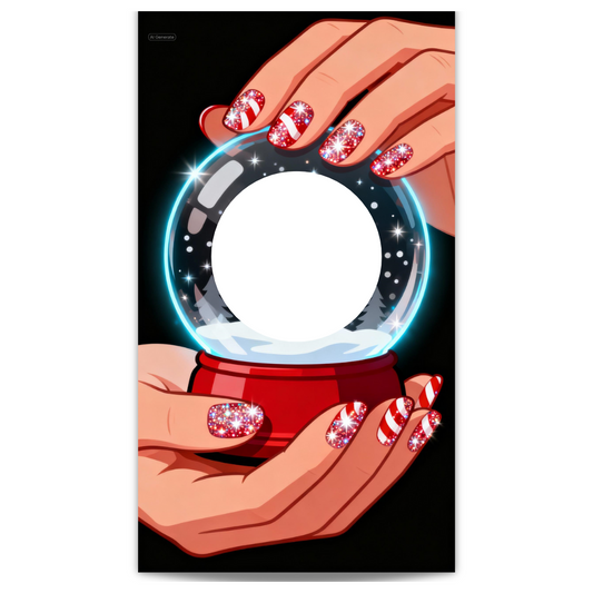 Winter Snow Globe with Candy Cane Glitter Nails Scratch Off Card