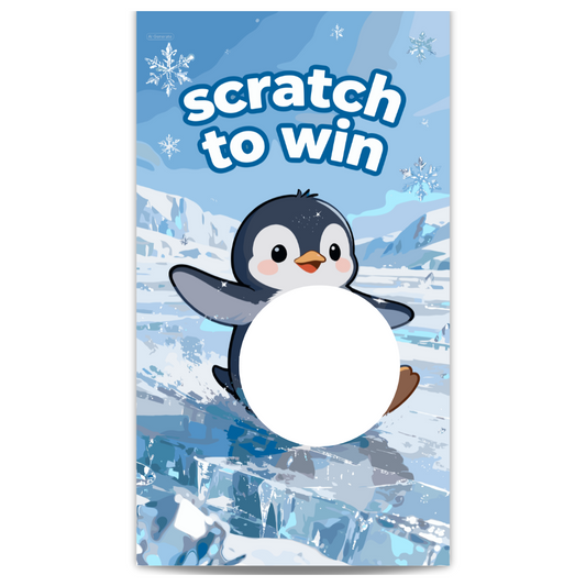 Cute Winter Penguin on Ice Scratch off Card