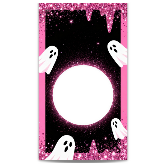 Spooky Pink Glitter Ghost Halloween Scratch Off Card