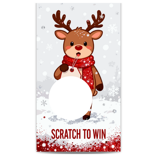 Cute Christmas Reindeer Winter Snow Glitter Scratch Off Cards