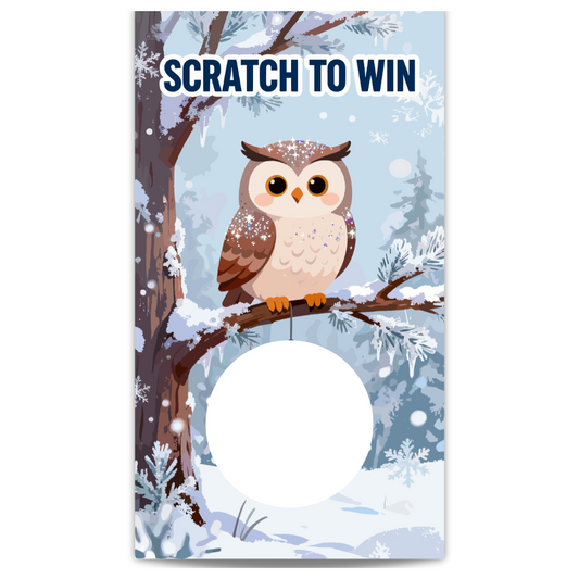 Cute Owl Winter Snow Christmas Scratch Off Cards
