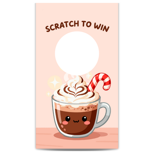 HOT COCOA WHIPPED CREAM CANDY CANE SCRATCH OFF CARD