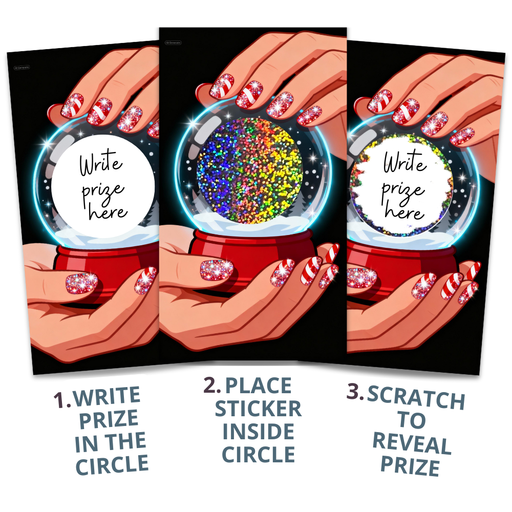 Winter Snow Globe with Candy Cane Glitter Nails Scratch Off Card