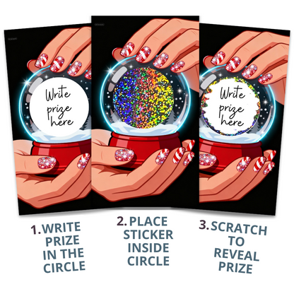 Winter Snow Globe with Candy Cane Glitter Nails Scratch Off Card