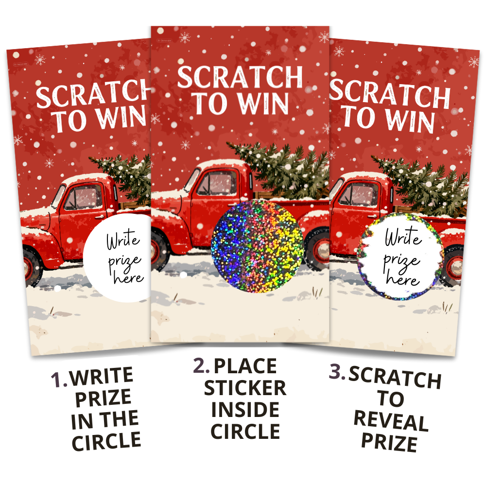 Christmas Tree Classic Red Truck SCRATCH OFF CARD