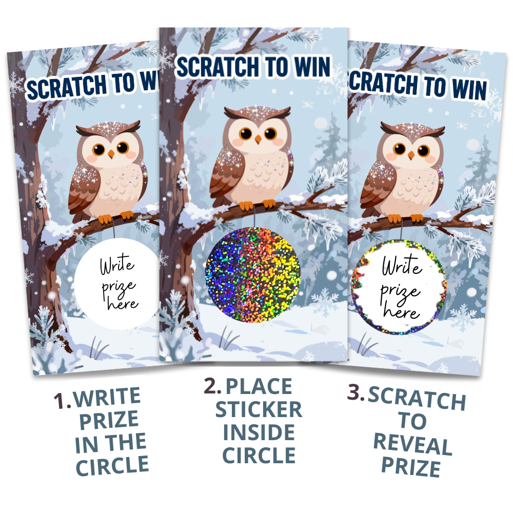 Cute Owl Winter Snow Christmas Scratch Off Cards