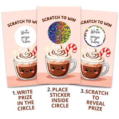 HOT COCOA WHIPPED CREAM CANDY CANE SCRATCH OFF CARD