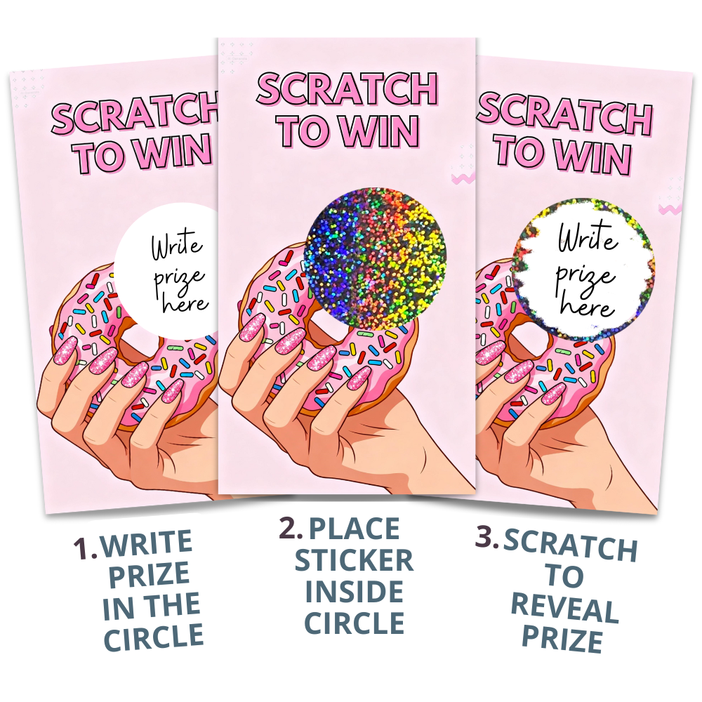 Glitter Nails Nail Tech Donut Scratch Off Card