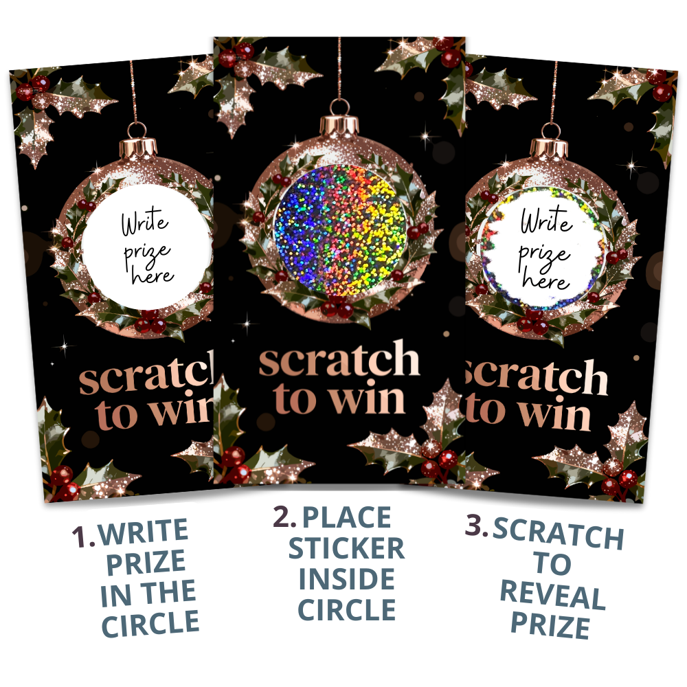 Christmas Ornament Winter Christmas Rose Gold Glitter Scratch off Card