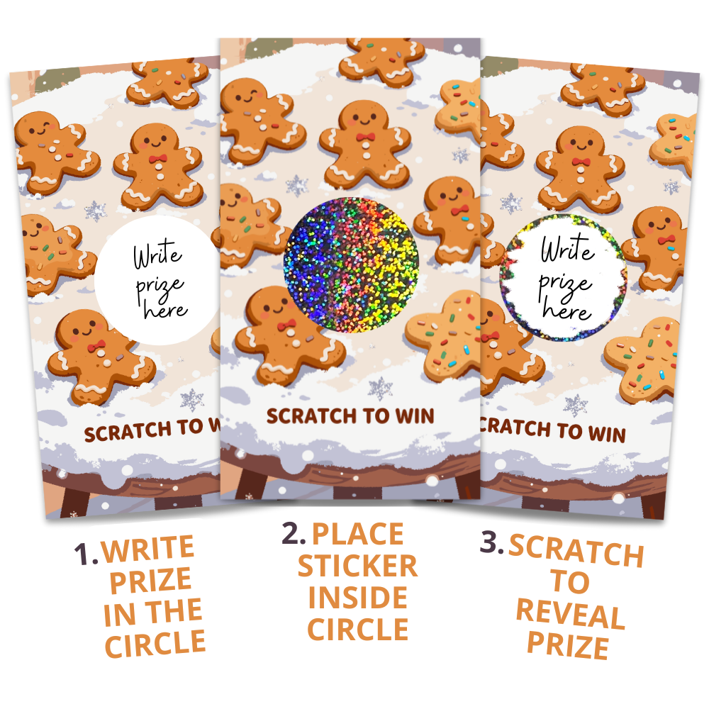 Cute Gingerbread Man Cookies Winter Christmas Scratch Off Cards