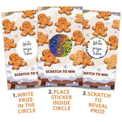 Cute Gingerbread Man Cookies Winter Christmas Scratch Off Cards