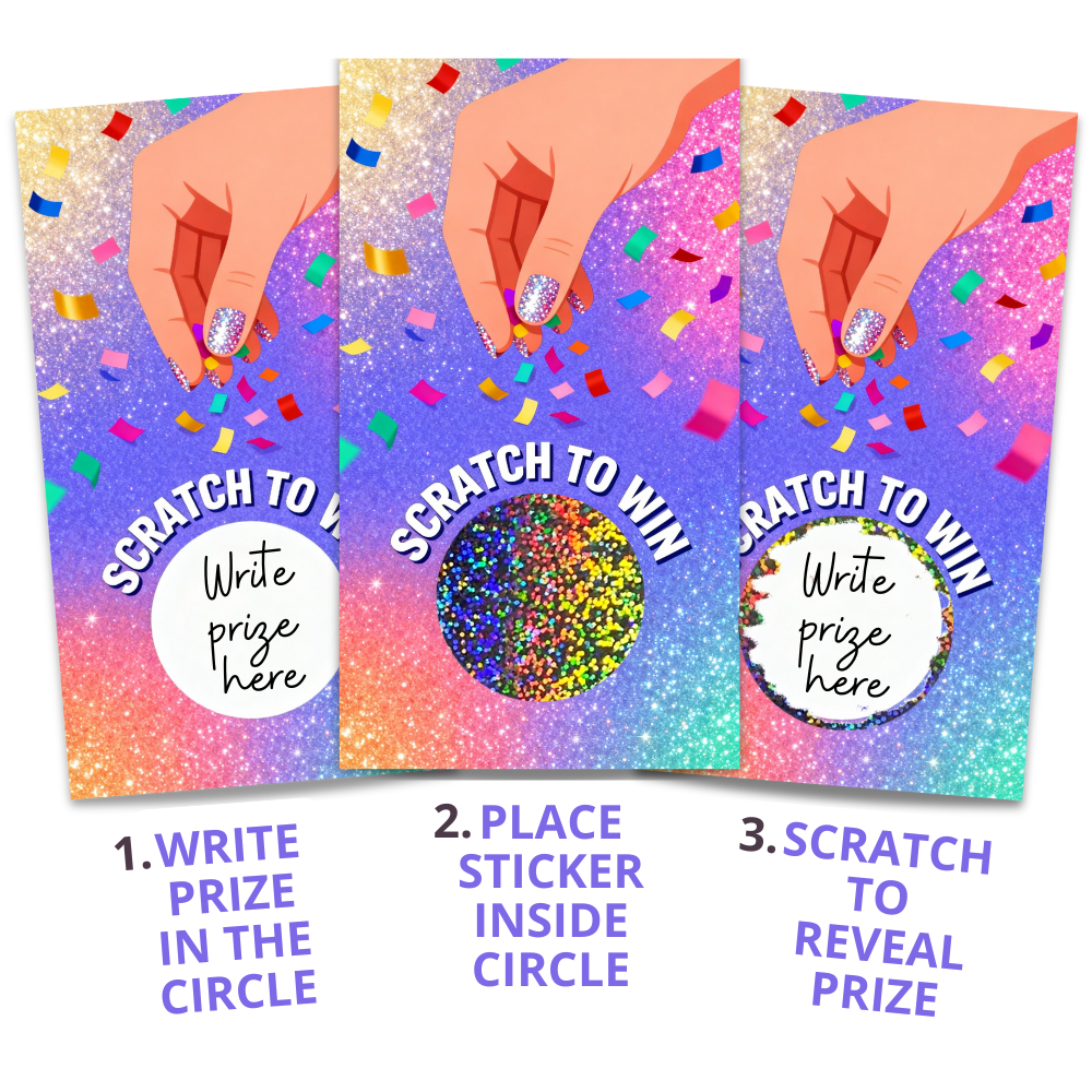 Glitter Confetti Nail Stylist Scratch Off Cards