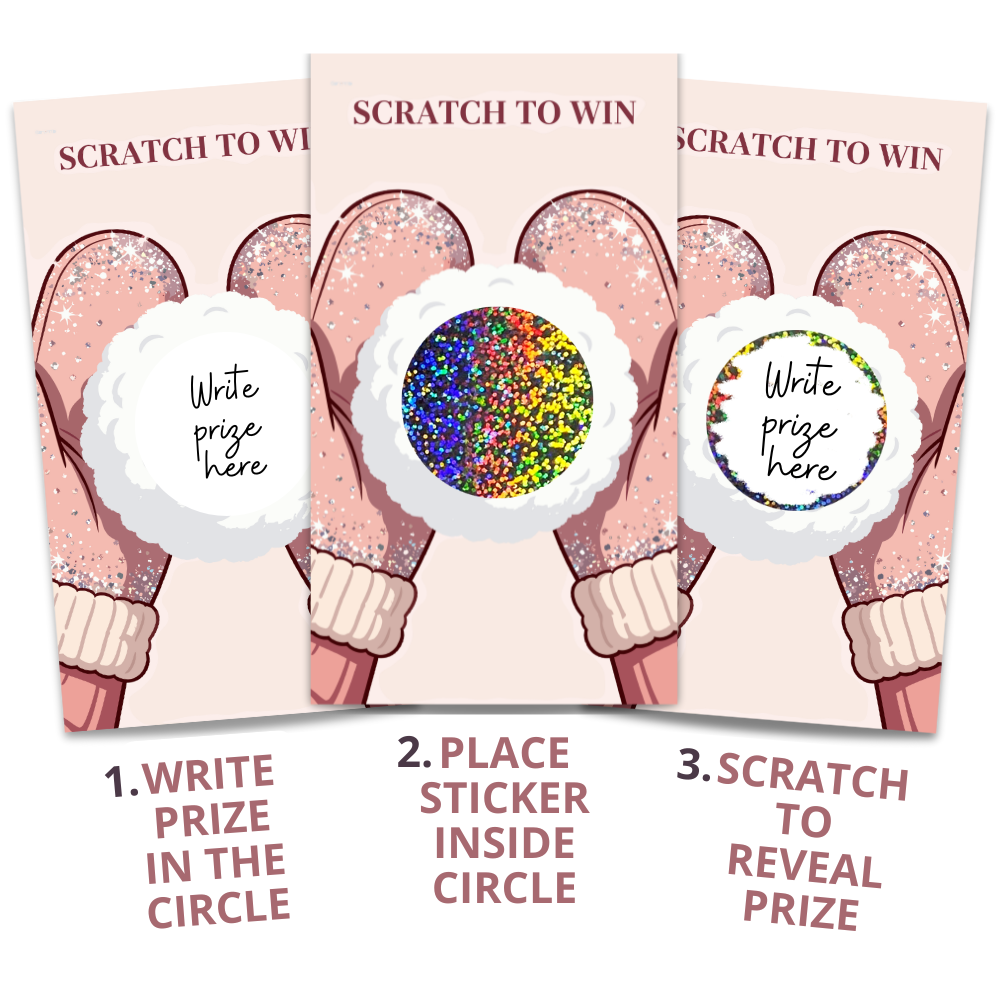 SPARKLY WINTER GLOVES AND SNOWBALL SCRATCH OFF CARDS