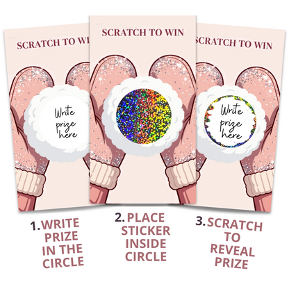 SPARKLY WINTER GLOVES AND SNOWBALL SCRATCH OFF CARDS