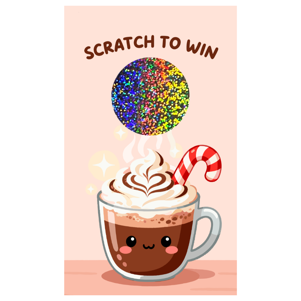 HOT COCOA WHIPPED CREAM CANDY CANE SCRATCH OFF CARD