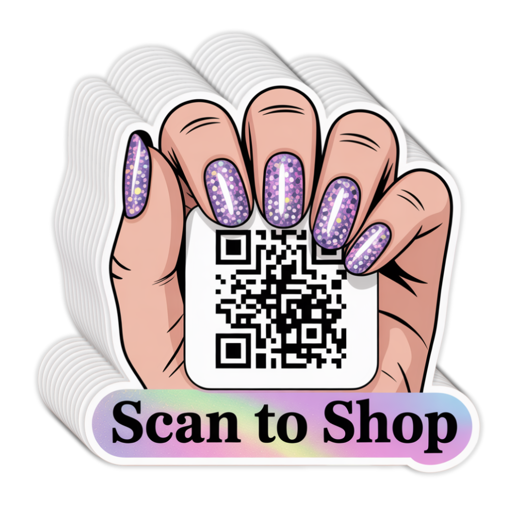 Scan to Shop Nail Stylist Sticker with Custom QR Code