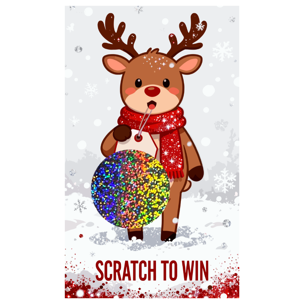Cute Christmas Reindeer Winter Snow Glitter Scratch Off Cards