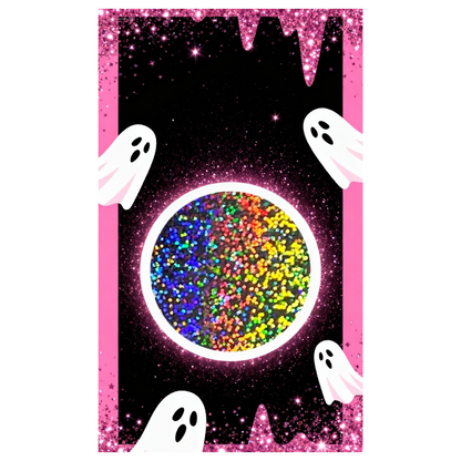Spooky Pink Glitter Ghost Halloween Scratch Off Card