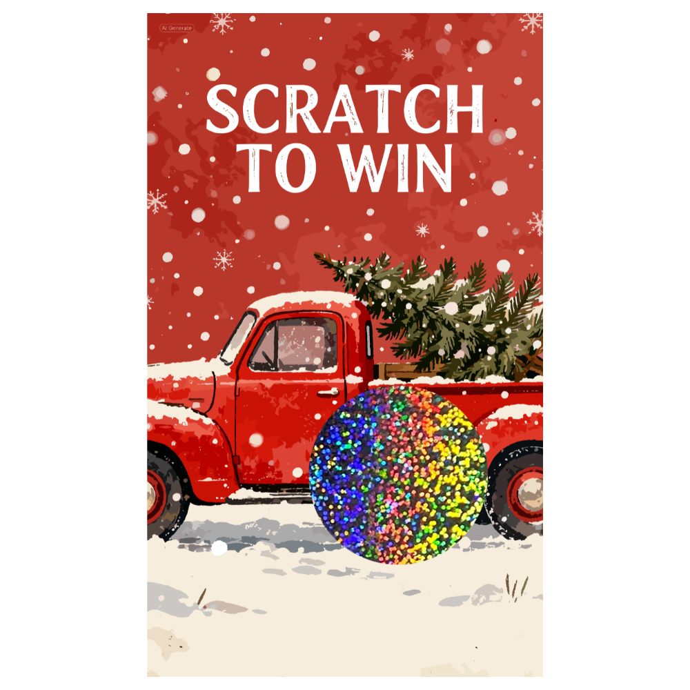Christmas Tree Classic Red Truck SCRATCH OFF CARD