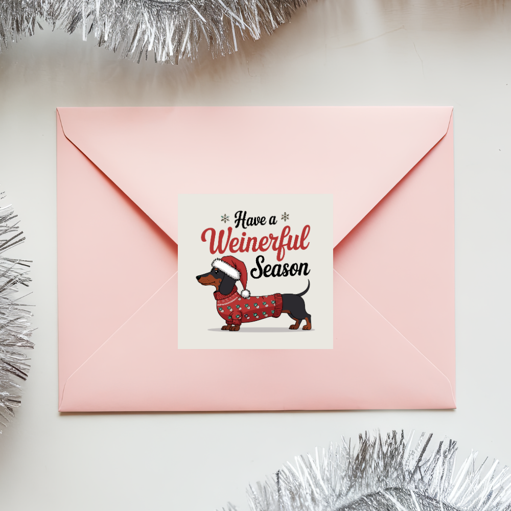 Funny Winter Christmas Dachshund Sticker Have a Weinerful Season