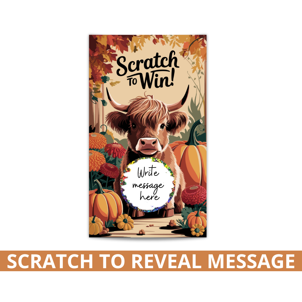 Fall Baby Highland Cow Scratch Off Card