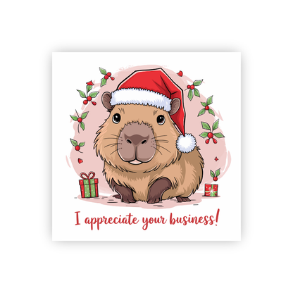Cute Capybara Sticker, Winter Capybara Decal, Capybara Appreciation Sticker, Business Thank You Sticker, Adorable Capybara Art, Funny Capybara Sticker, Capybara Lover Gift, Winter Animal Sticker, Handmade Capybara Sticker, Capybara in Snow, Holiday Capybara Sticker, Cute Animal Sticker, Capybara Collectibles, Seasonal Capybara Art, Appreciation Sticker for Business, Winter-Themed Animal Sticker, Custom Capybara Decal, Capybara Holiday Gift, Capybara Humor Sticker, Festive Capybara Art, Capybara Winter Scene