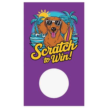 Wiener dog scratch-off card, Dachshund scratch-off card, Summer scratch-off card, Dog-themed scratch-off card, Wiener dog summer card, Dachshund summer card, Fun scratch-off card, Cute dog scratch-off card, Summer party scratch-off card, Wiener dog party game, Dachshund party game, Summer dog card, Novelty scratch-off card, Wiener dog greeting card, Dachshund greeting card, Summer fun scratch-off card,