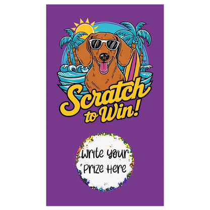 Wiener dog scratch-off card, Dachshund scratch-off card, Summer scratch-off card, Dog-themed scratch-off card, Fun scratch-off card, Cute dog scratch-off card, Summer party scratch-off card, Novelty scratch-off card, Wiener dog greeting card, Dachshund greeting card, Summer fun scratch-off card, Personalized scratch-off card, Custom scratch-off card, Wiener dog surprise card, Dog lover scratch-off card, Wiener dog game card, Dachshund game card, Festive scratch-off card